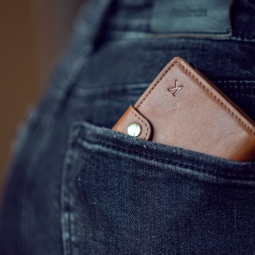a pocket with a cell phone in it